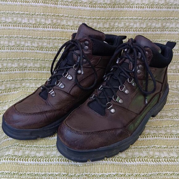 Lands' End Performance Boots Brown Lace Up Leather Ankle Boots Style 68406 Sz 12 - Picture 1 of 11